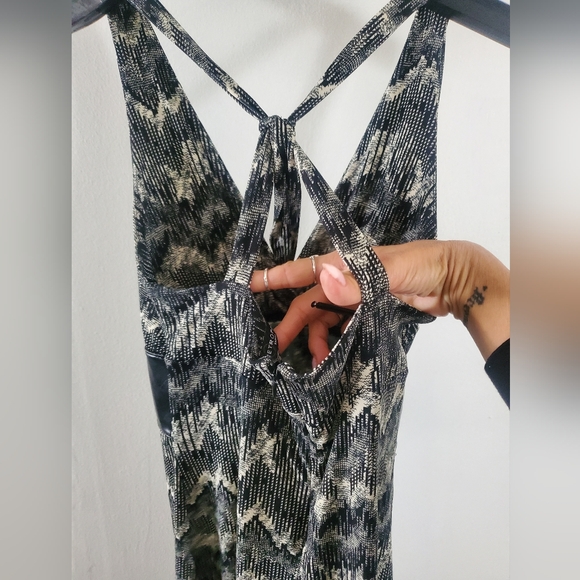 90s vintage Metropark mini dress Belted bikercore mobwive deep v front - Picture 6 of 10